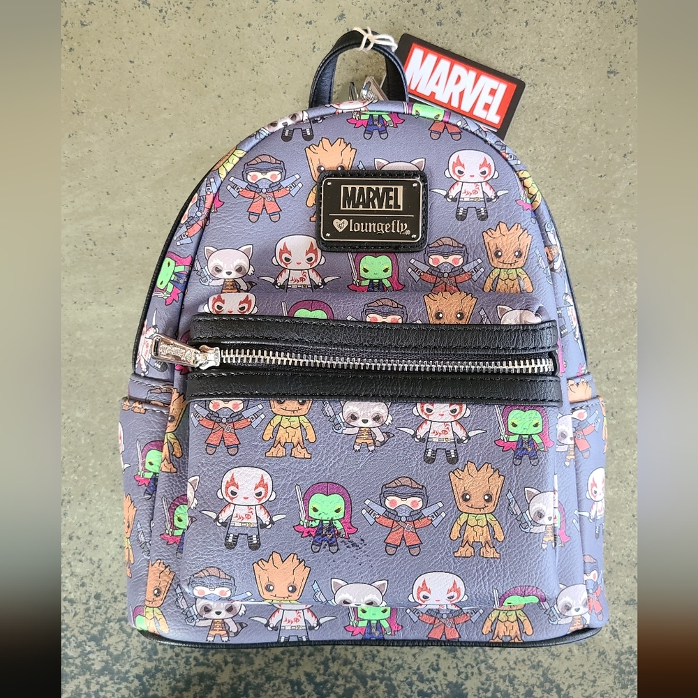 "Loungefly Marvel Guardians of the Galaxy Kawaii All Over Print Mini Backpack "